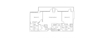 a floor plan of a bedroom apartment