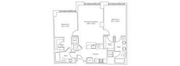 a floor plan of a bedroom apartment