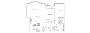 a floor plan of a bedroom apartment
