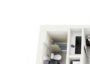 1 bed 1 bath floor plan 523 sf