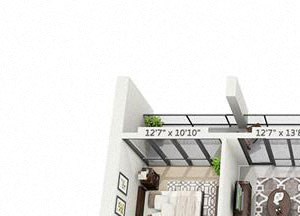 2 bed 1 bath floor plan 834 sf