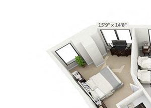 2 bed 2 bath floor plan 959 sf