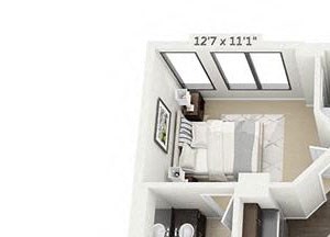 2 bed 2 bath floor plan 991 sf