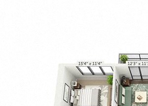 2 bed 2 bath floor plan 1155sf