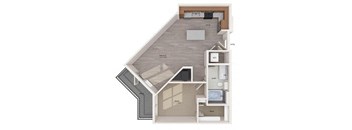 a floor plan of a 1 bedroom apartment