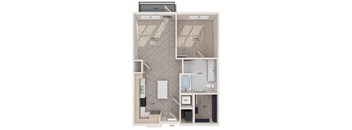 a bedroom with a bed and a mirror