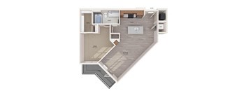 a floor plan of a 1 bedroom apartment