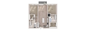 an apartment with a bedroom and a living room