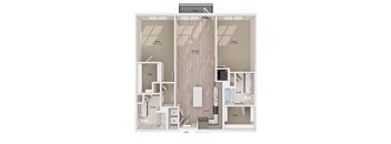 a furnished apartment with a refrigerator and a microwave