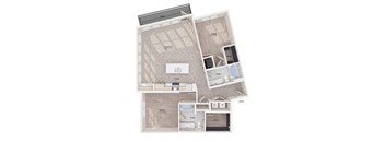 a floor plan of a home with a bedroom and a living room