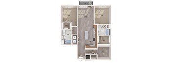 a bedroom with a bed and a dresser and a mirror