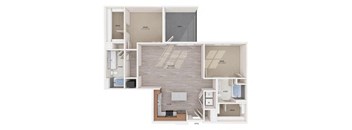 a bedroom with a bed and a microwave