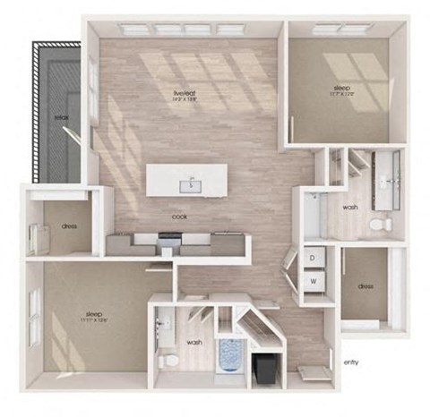 a floor plan of a 1 bedroom apartment