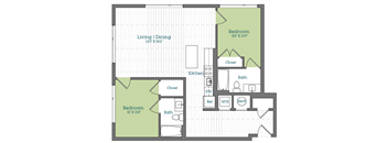 a floor plan of a bedroom apartment