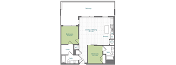 a floor plan of a bedroom apartment