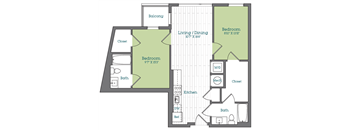 a floor plan of a bedroom apartment