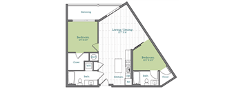 a floor plan of a two bedroom apartment