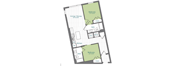 a floor plan of a 1 bedroom apartment with a bathroom and a closet