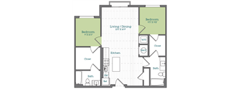 a floor plan of a bedroom apartment