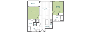 a floor plan of a two bedroom apartment