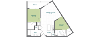 a floor plan of a one bedroom apartment