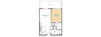 a floor plan of a 1 bedroom apartment
