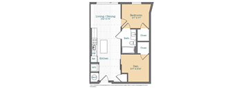 a floor plan of a two bedroom apartment with a bathroom and a closet