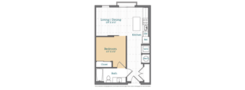 a floor plan of a 1 bedroom apartment