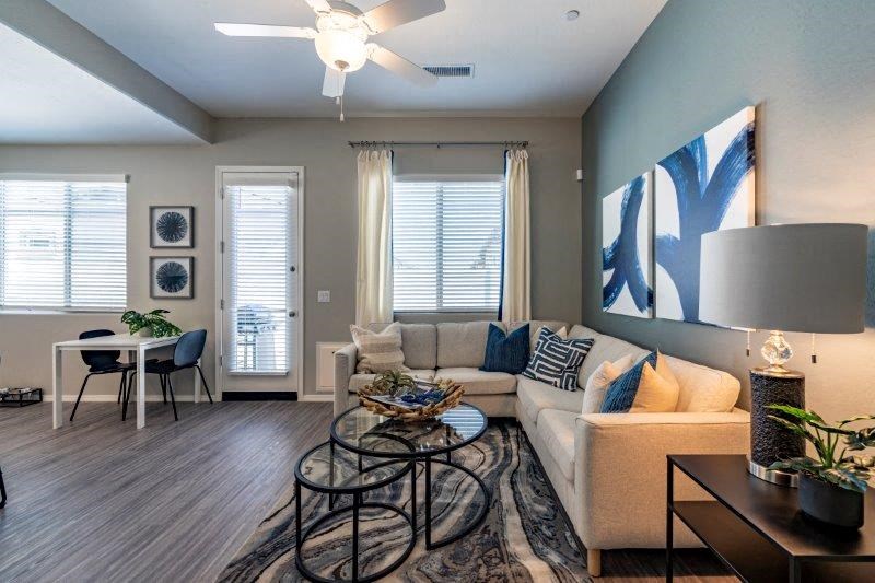 living area wood style flooring