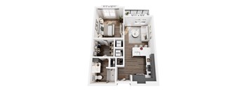 A floor plan of a two bedroom apartment.