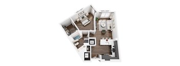 A floor plan of a two-bedroom apartment with dimensions.