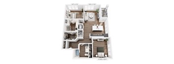 A floor plan of a house with a kitchen, living room, dining room, and bathroom.