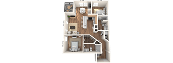 Vashon Floor Plan at The Pacifica Apartments, Tacoma, 98409