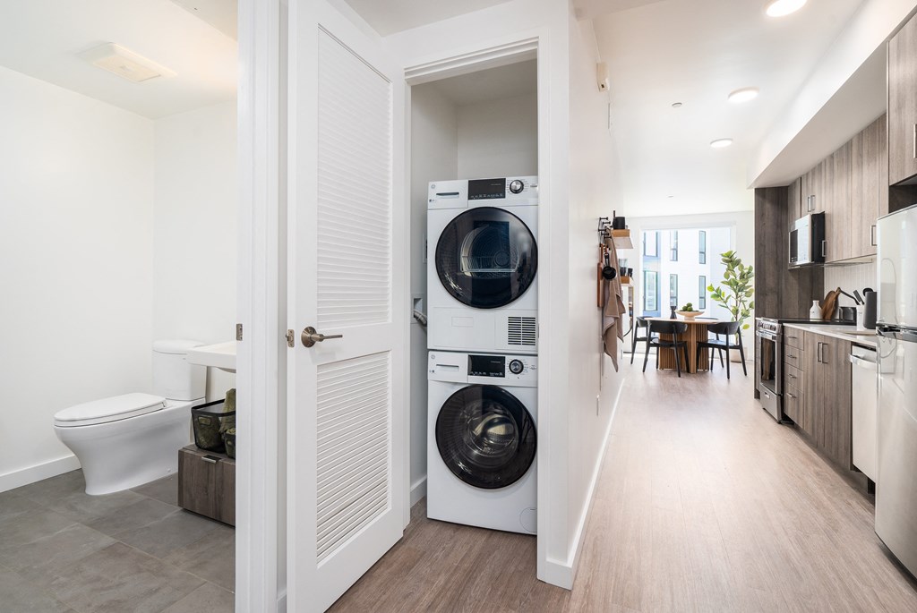 a washer and dryer in a laundry room