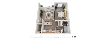 1 Bed 1 Bath Floor Plan at Veri at Timberhill, Corvallis, 97330