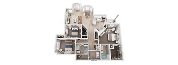 A floor plan of a house with a garage door.