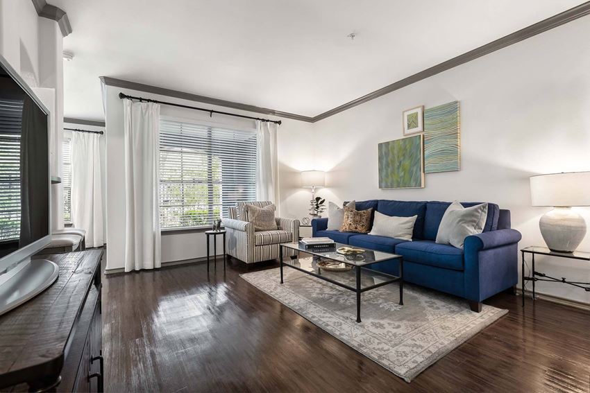 Living Room With Expansive Window Living Room With Expansive Window at Villas at Stone Oak Ranch, Austin, Texas - Photo Gallery