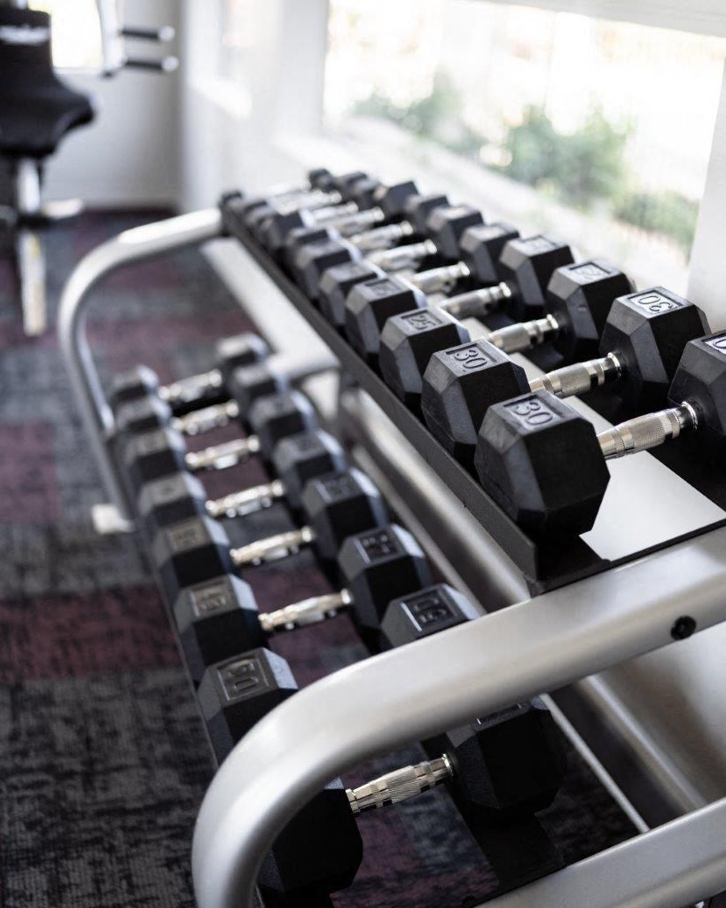 free weights at Vista Grove Apartments, Mesa, Arizona