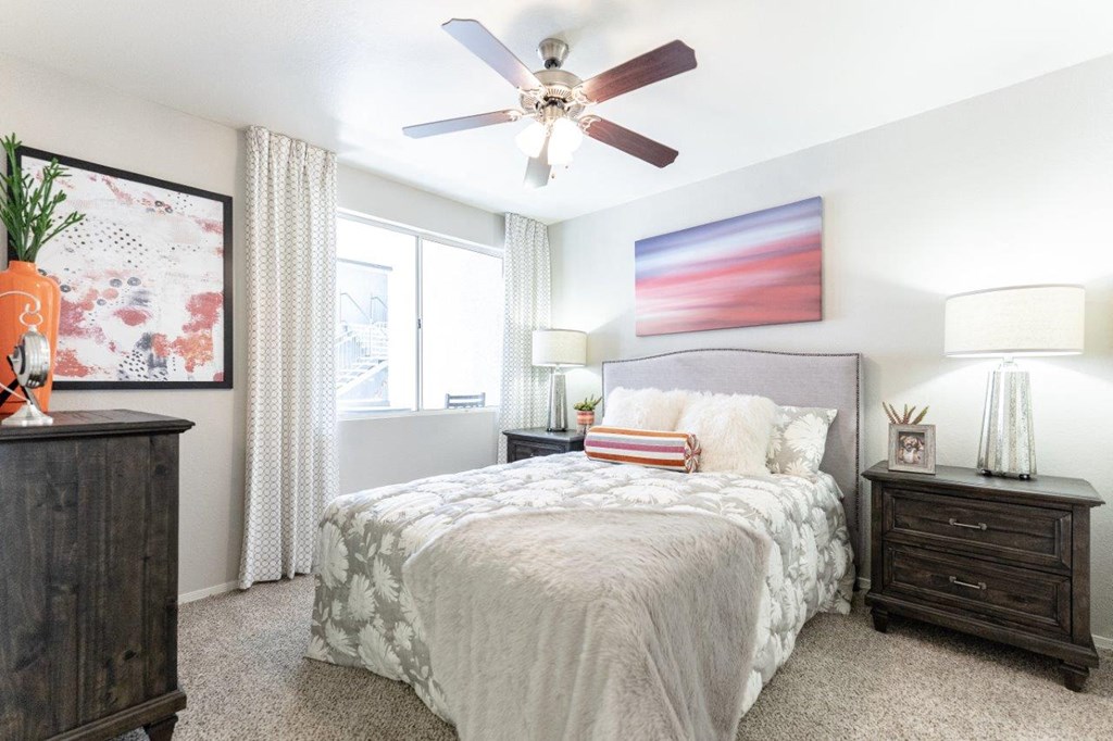 ceiling fan in bedroomat Vista Grove Apartments, Mesa, 85204