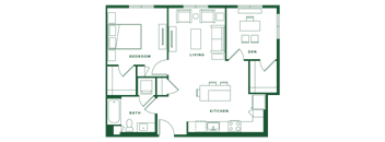 a floor plan of a house with a green background
