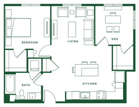 a floor plan of a house with a green background