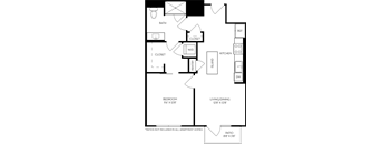 a floor plan of a house with a kitchen and a living room