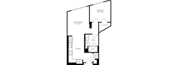 a floor plan of a bedroom apartment with a bathroom and a living room