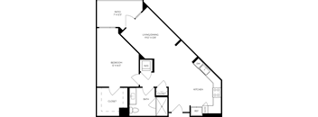 a floor plan of a two story house with a bedroom and a living room