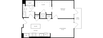 a schematic of a floor plan of a house with a kitchen and a living room