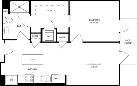 a schematic of a floor plan of a house with a kitchen and a living room