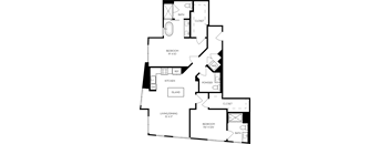 floor plan of the first level of a two story house with a courtyard