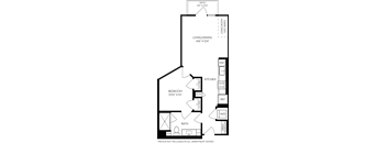 a floor plan of a small house with a kitchen and a living room