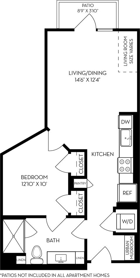 a floor plan of a small house with a kitchen and a living room