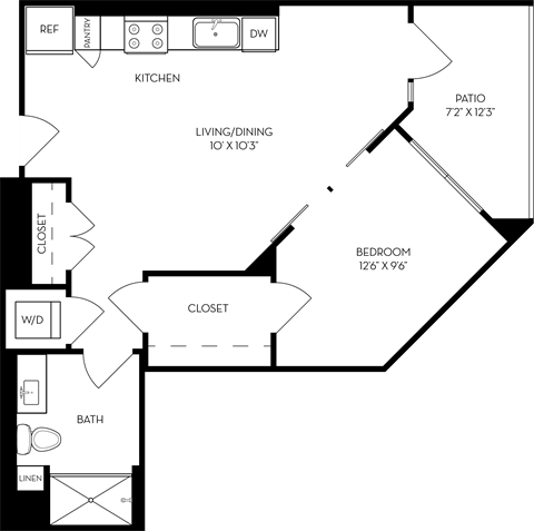 a772772 plan of a floor plan with a bedroom and a kitchen and a